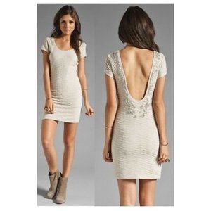 Free People bring sexy back cream  beaded low back dress